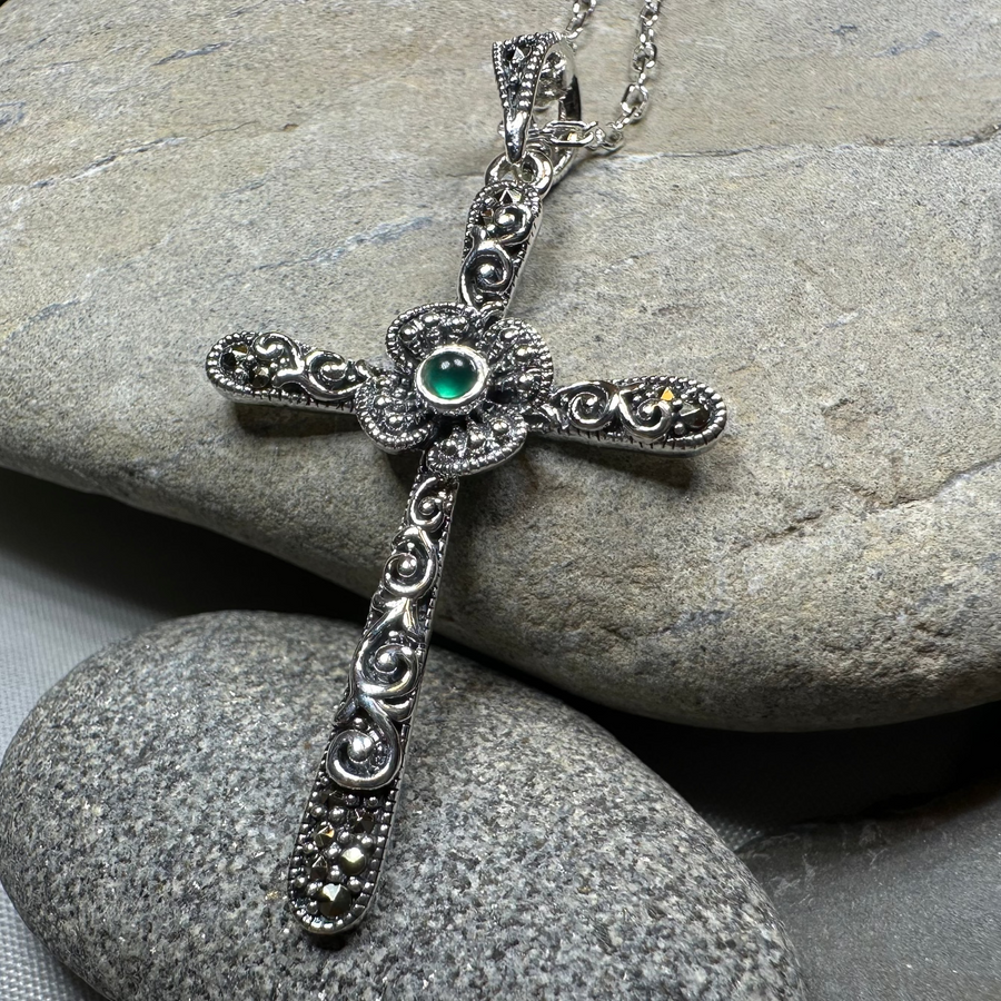 Spring Bloom Celtic Cross Necklace