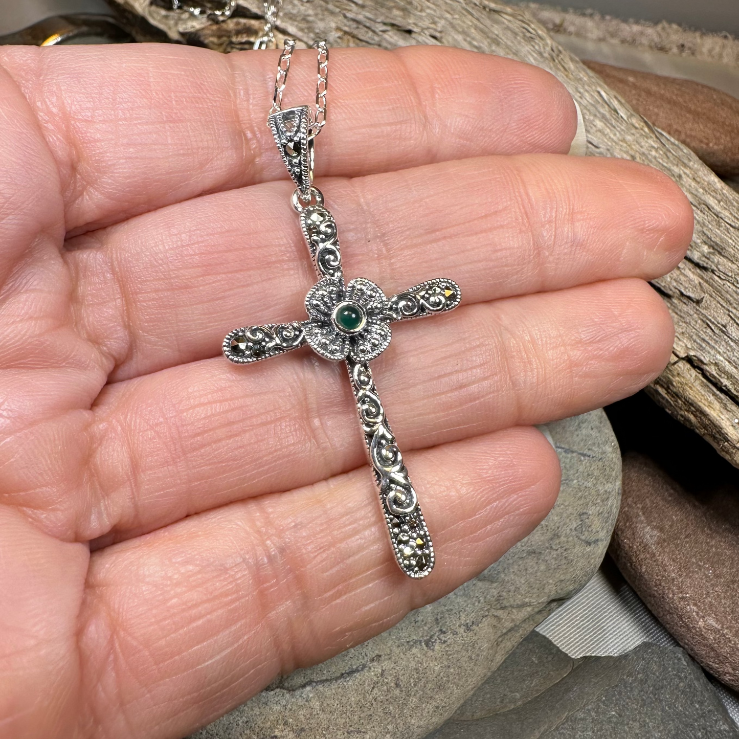 Spring Bloom Celtic Cross Necklace — view 4