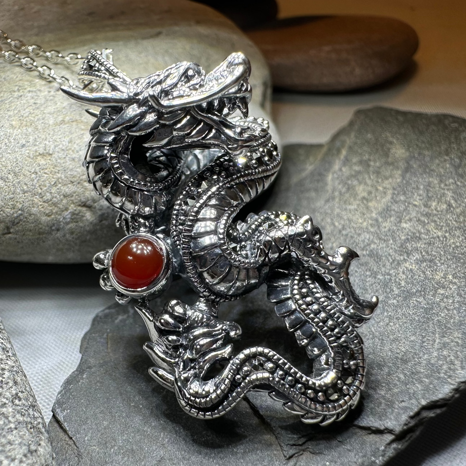 Celtic Rising Dragon Necklace — view 4