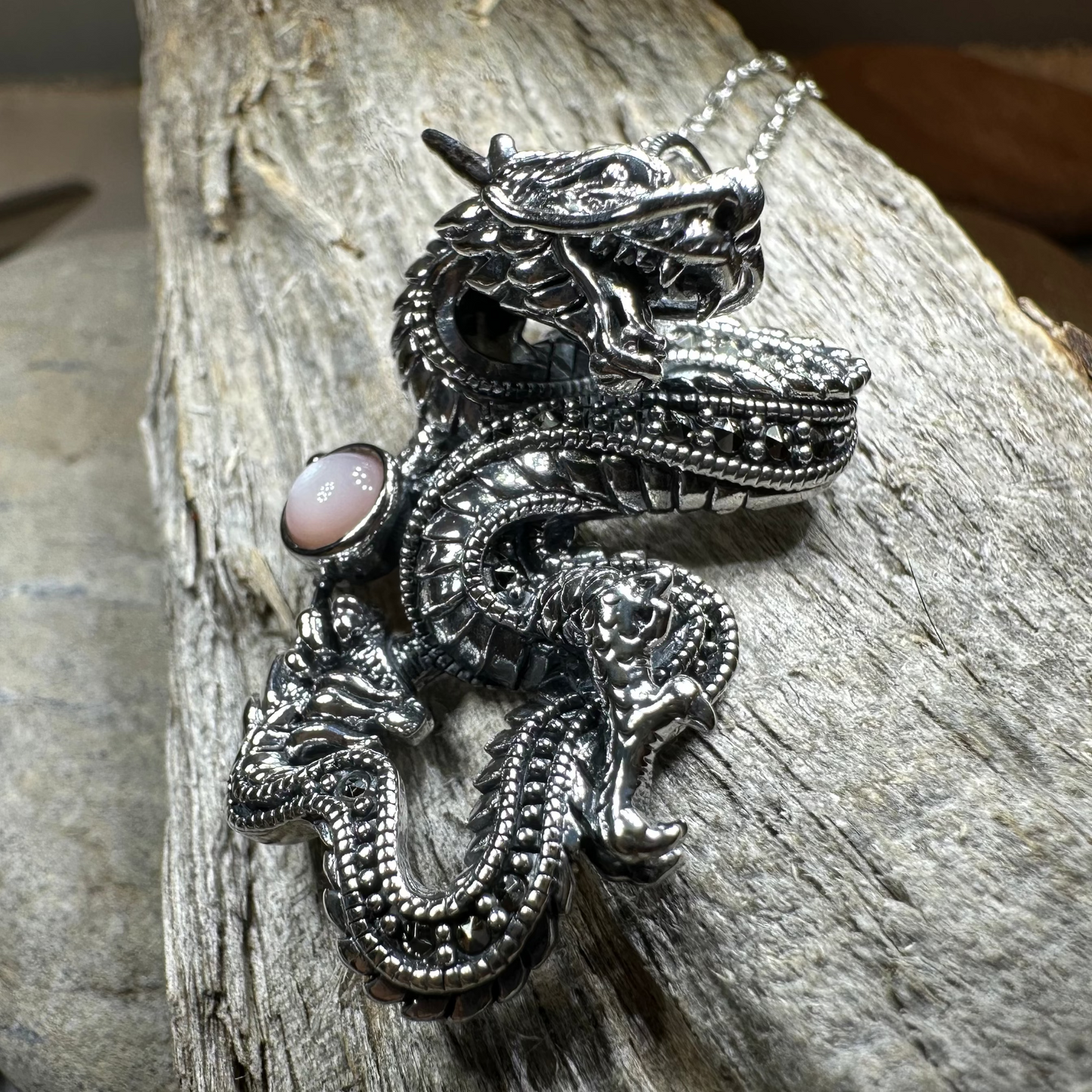 Celtic Rising Dragon Necklace — view 3