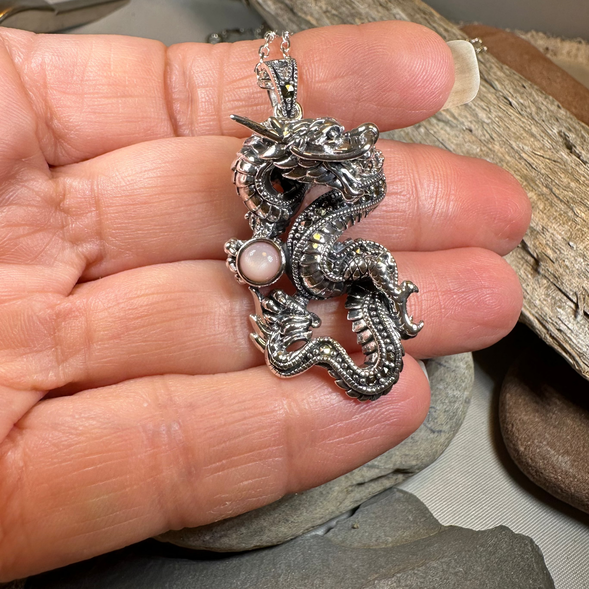 Celtic Rising Dragon Necklace — view 5