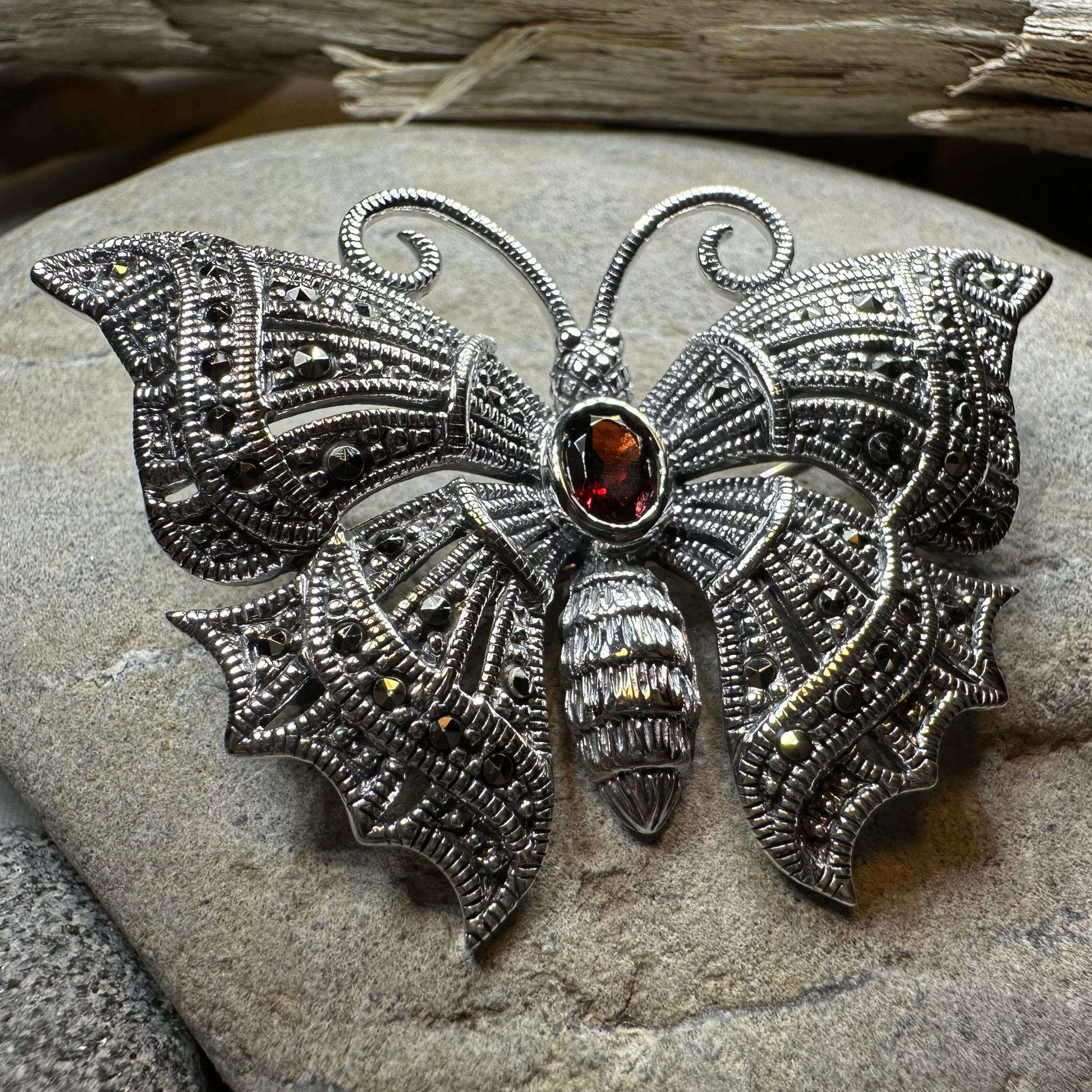 Marcasite Butterfly Brooch — view 2