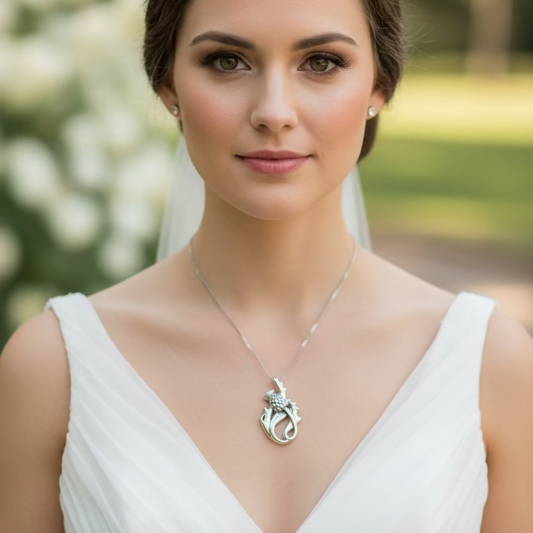 Daleina Scottish Thistle Necklace in Sterling Silver