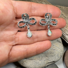 Load image into Gallery viewer, Gemstone Marcasite Bow Stud Earrings
