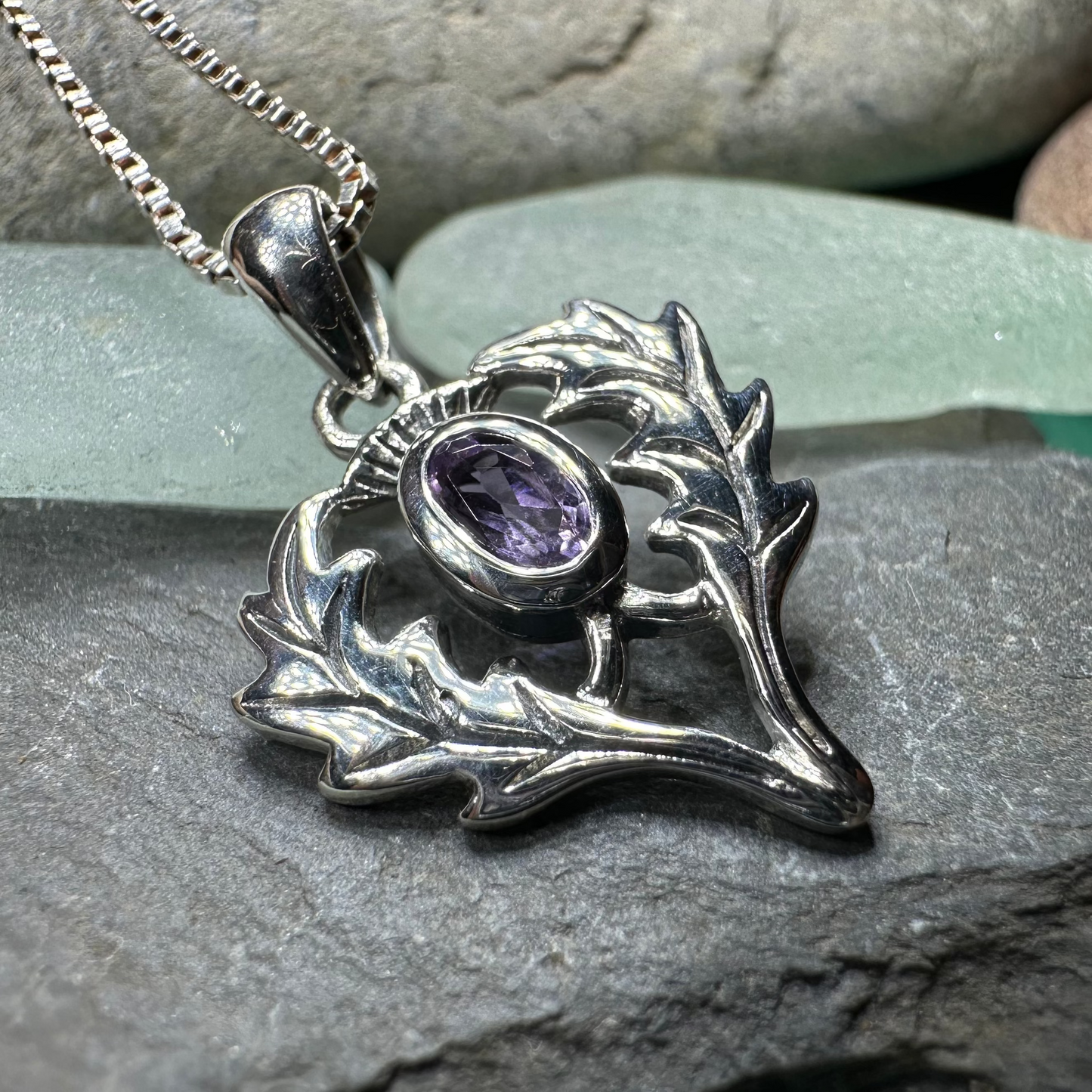 Argyll Thistle Necklace in sterling silver