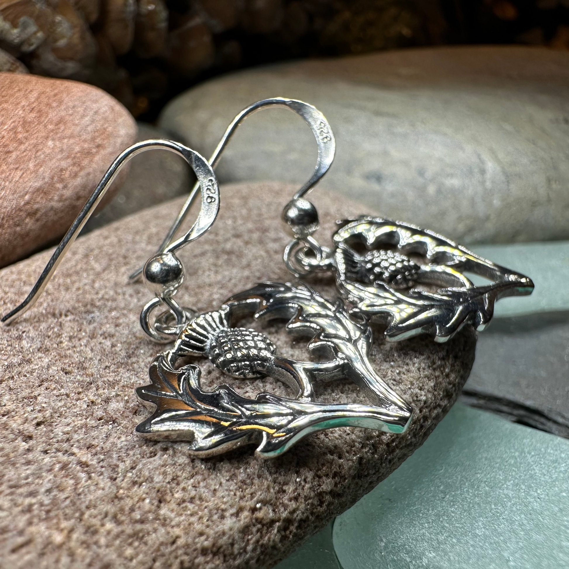 Bonnibel Scottish Thistle Earrings in Sterling Silver — view 8