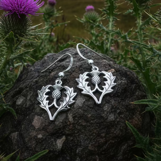 Bonnibel Scottish Thistle Earrings in Sterling Silver