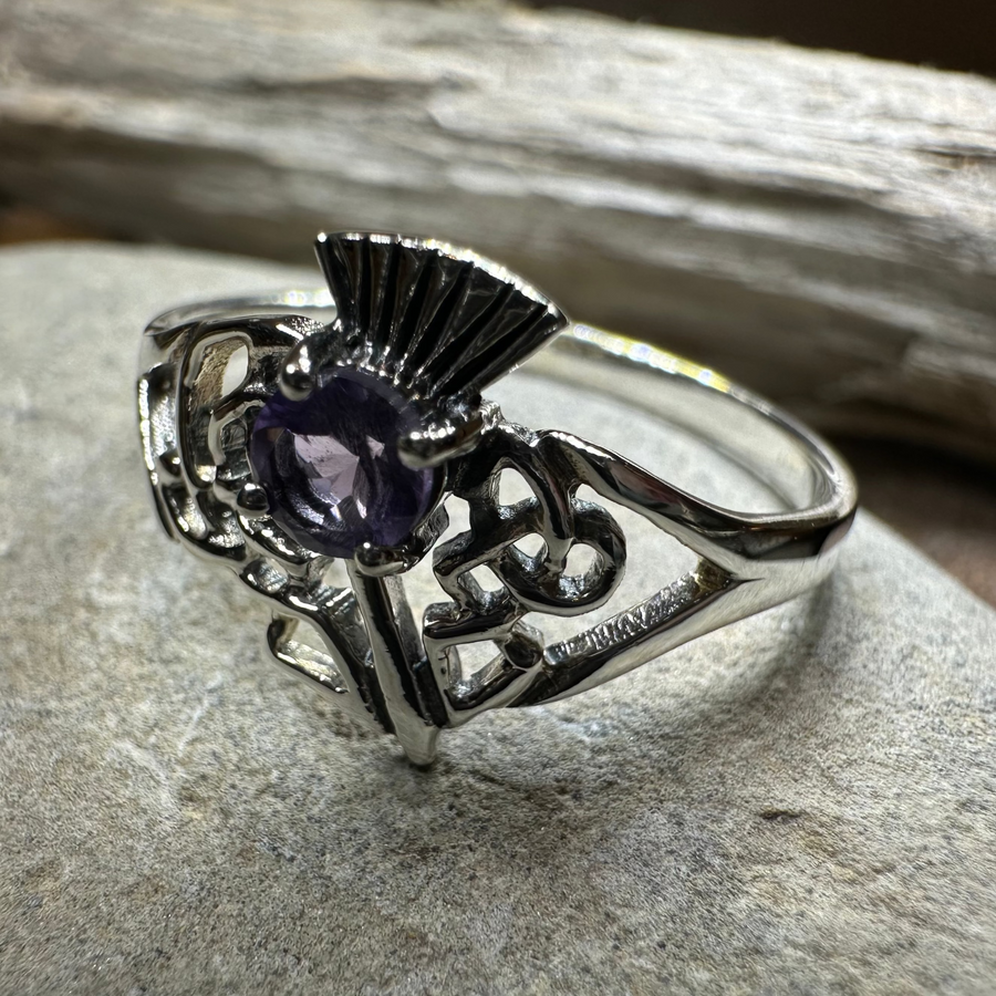 Ailean Scottish Thistle Amethyst Ring