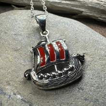 Load image into Gallery viewer, Red Sails Viking Ship Necklace
