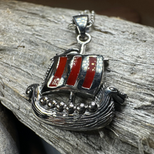 Load image into Gallery viewer, Red Sails Viking Ship Necklace
