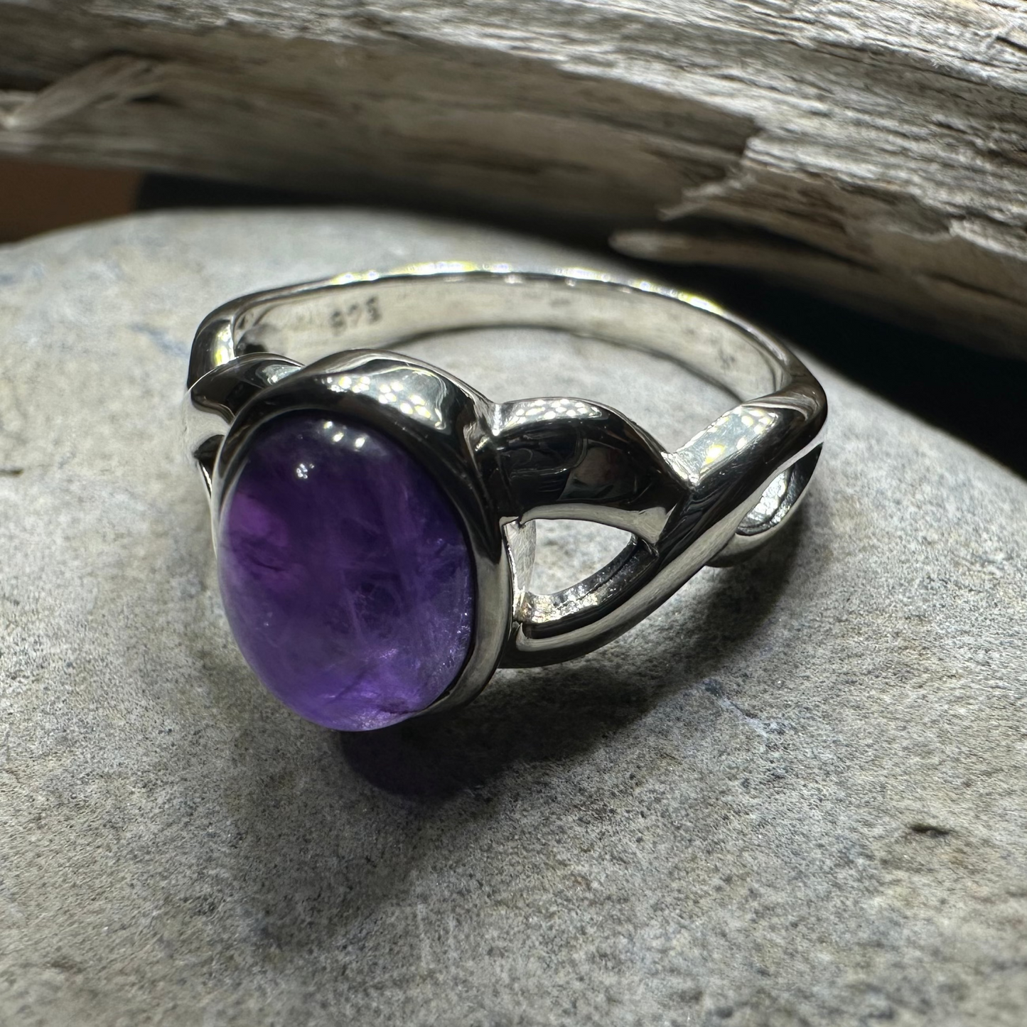 Marianne Celtic Knot Amethyst Ring in Sterling Silver — view 8