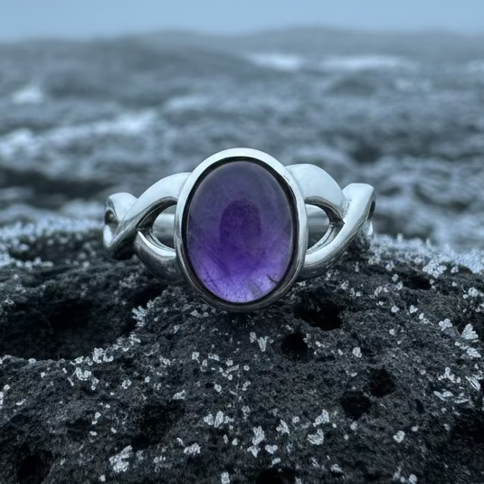 Marianne Celtic Knot Amethyst Ring in Sterling Silver — view 4