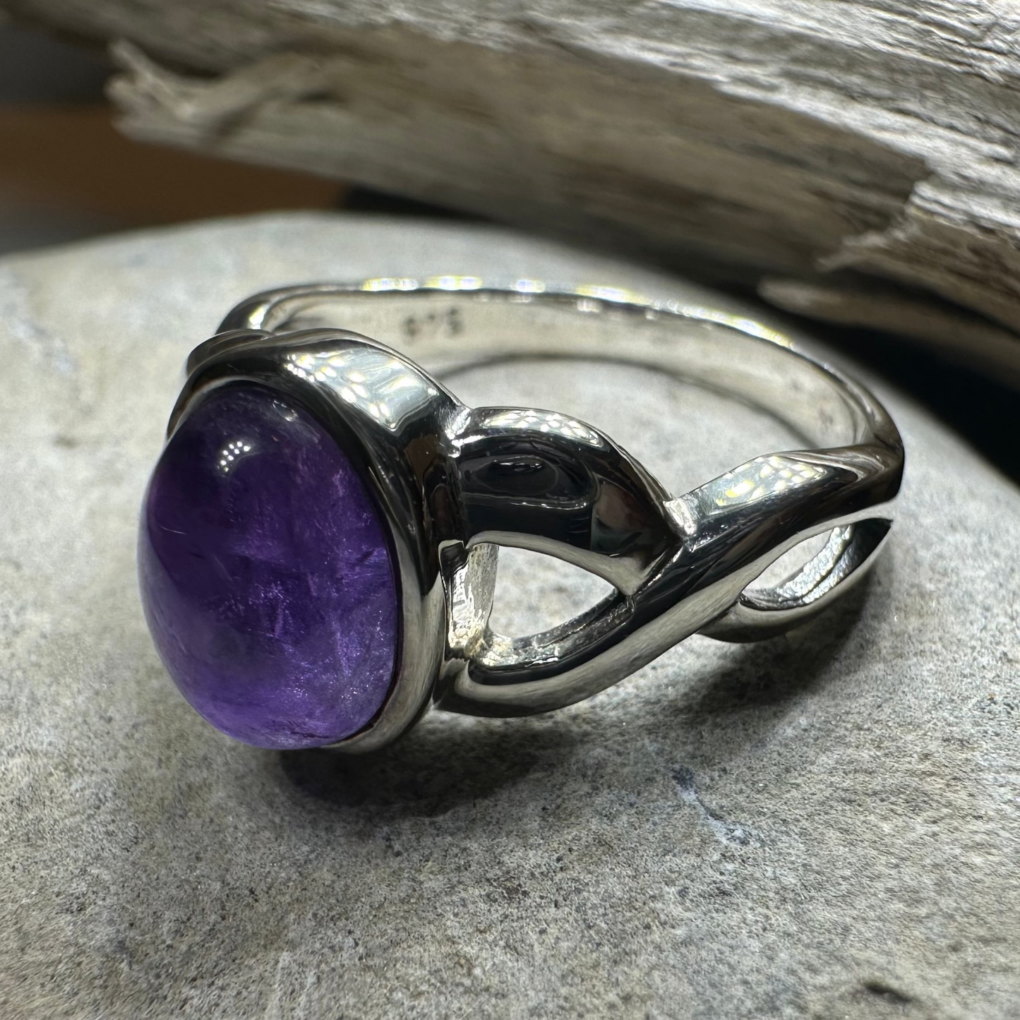 Marianne Celtic Knot Amethyst Ring in Sterling Silver — view 3
