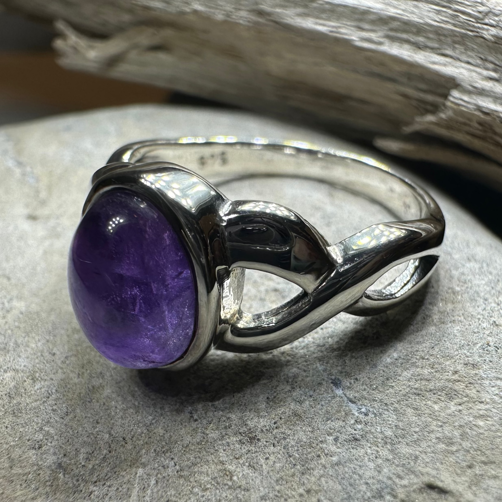 Marianne Celtic Knot Amethyst Ring in Sterling Silver — view 3