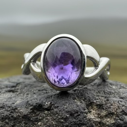 Marianne Celtic Knot Amethyst Ring in Sterling Silver — view 5