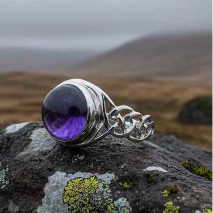 Faye Celtic Knot Amethyst Ring in Sterling Silver