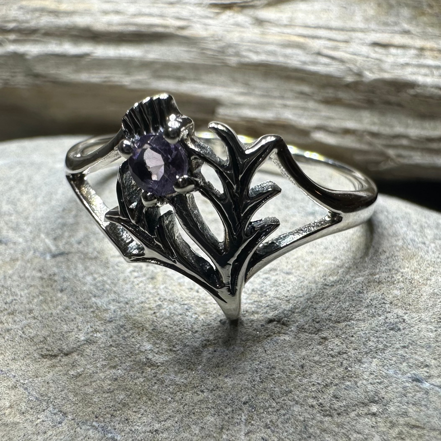 Abhainn Scottish Thistle Amethyst Ring