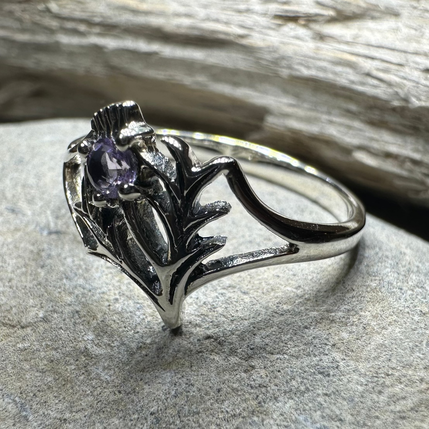 Abhainn Scottish Thistle Amethyst Ring — view 7