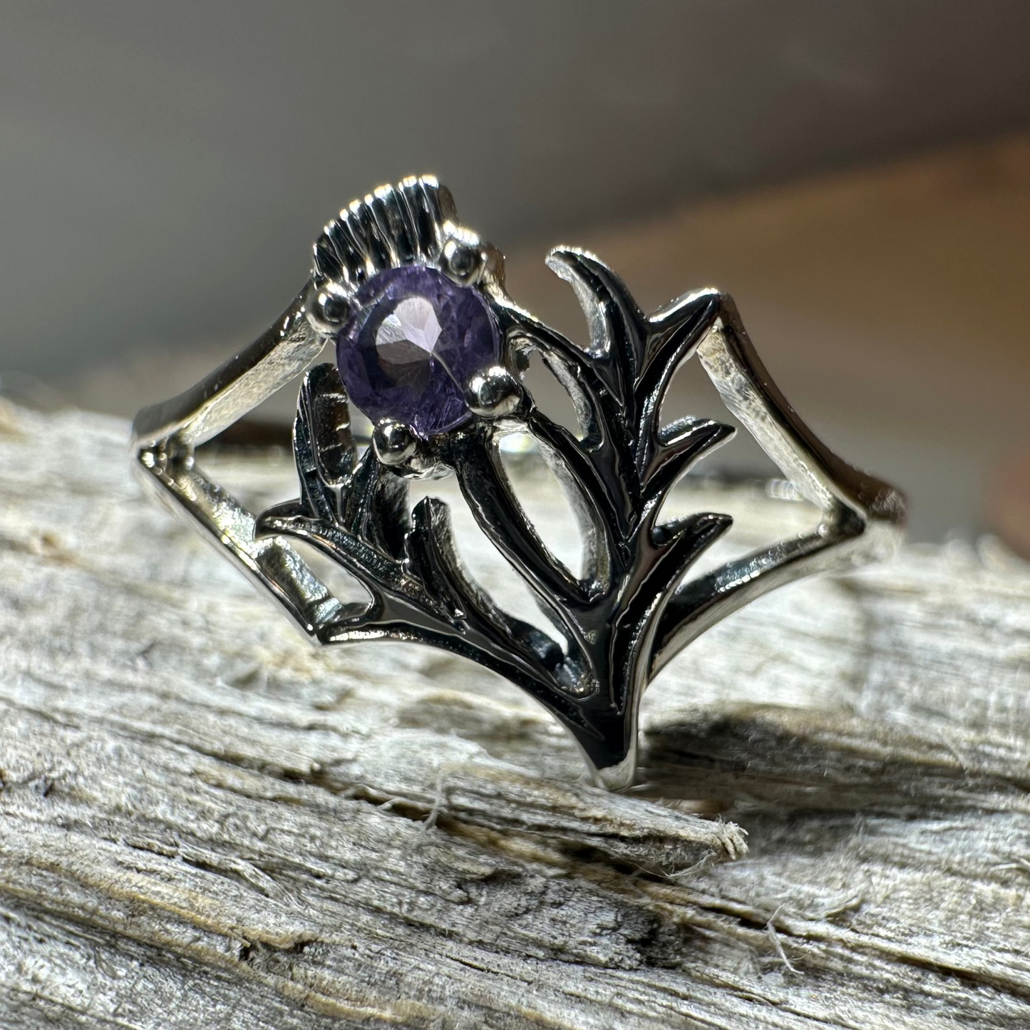 Abhainn Scottish Thistle Amethyst Ring — view 10