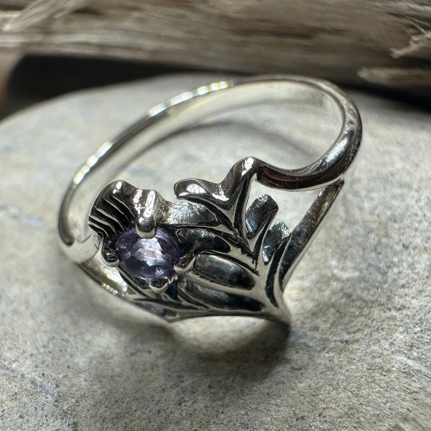 Abhainn Scottish Thistle Amethyst Ring — view 6
