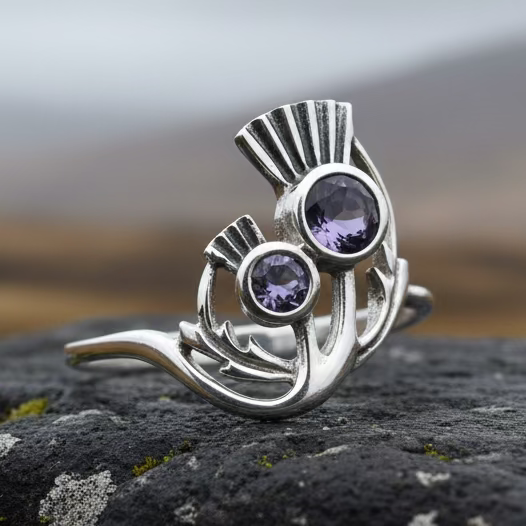 Adairia Scottish Thistle Amethyst Ring