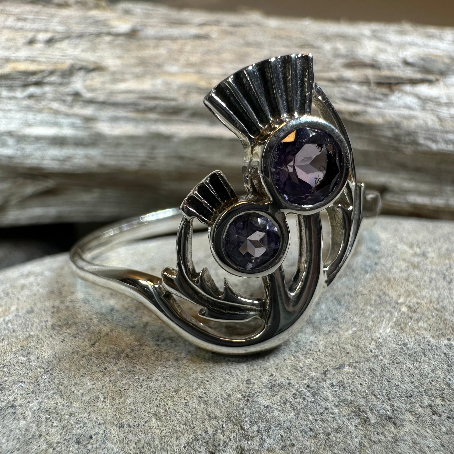 Adairia Scottish Thistle Amethyst Ring in Sterling Silver — view 5