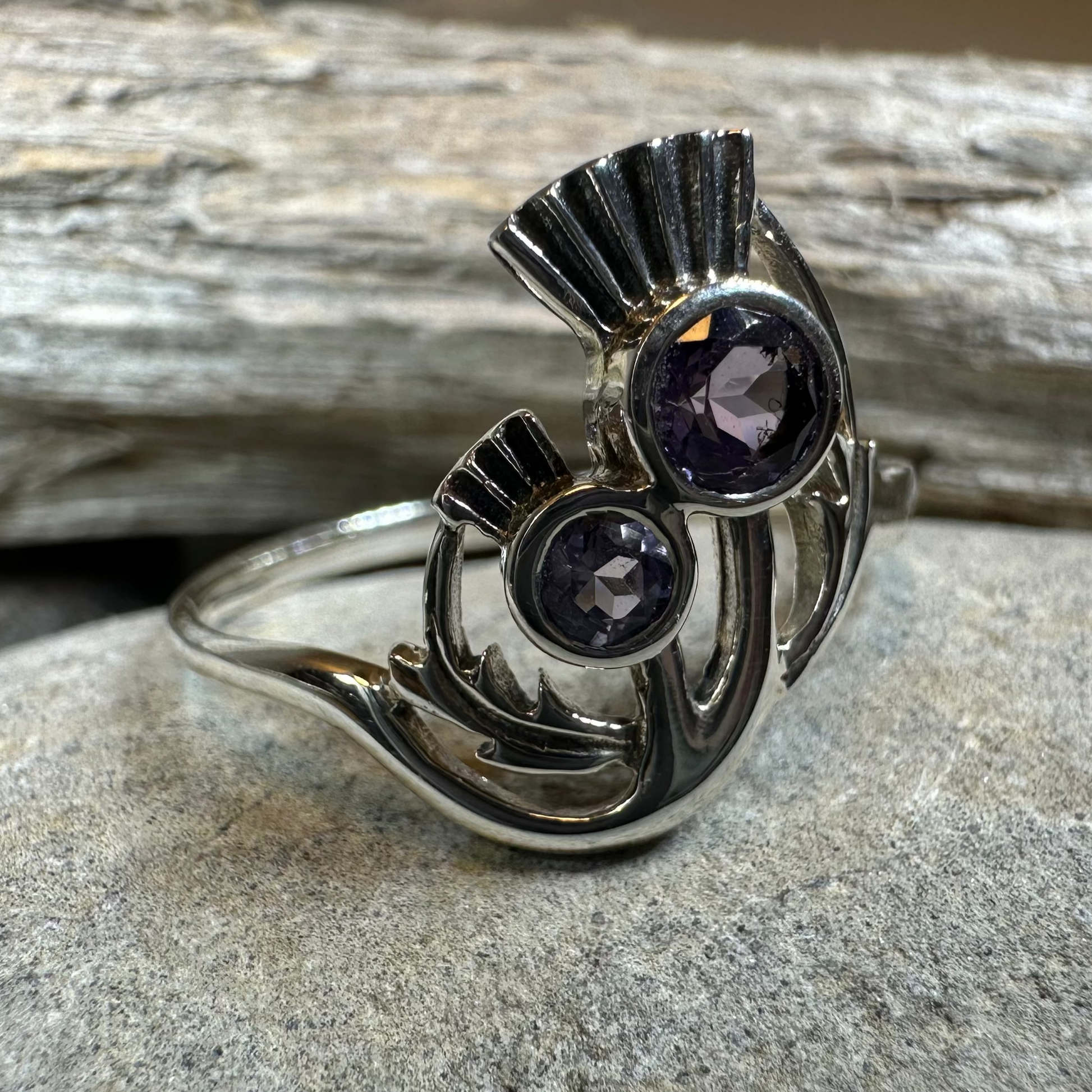Adairia Scottish Thistle Amethyst Ring in Sterling Silver — view 5