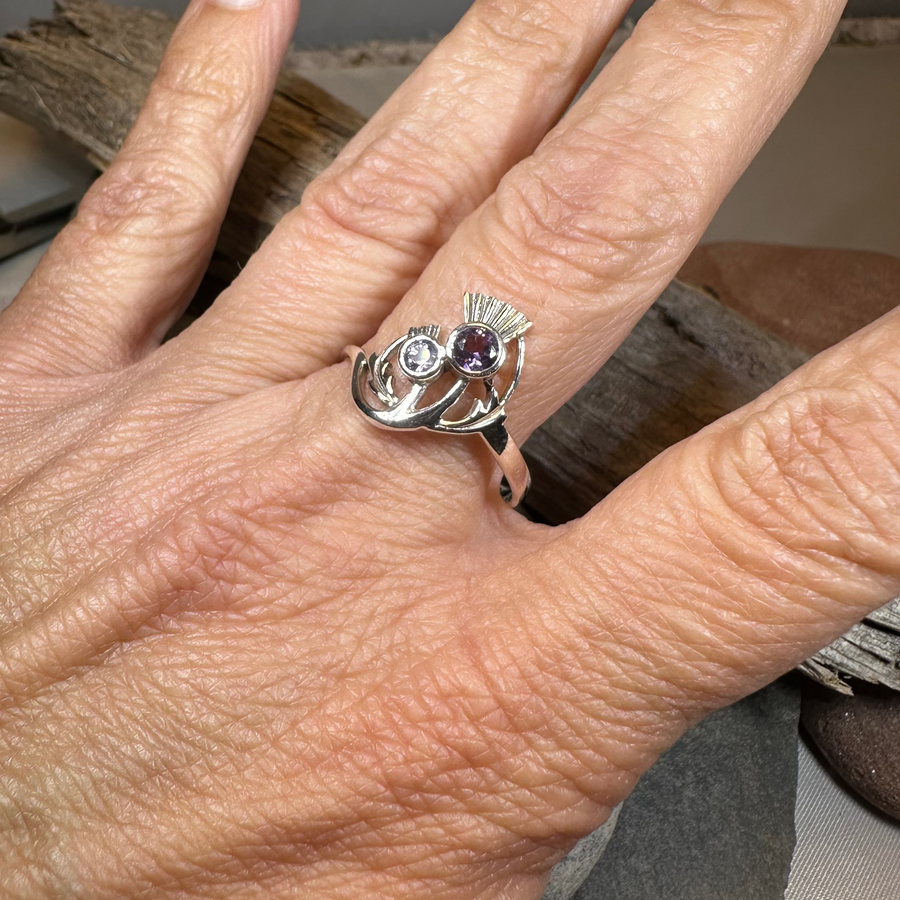Adairia Scottish Thistle Amethyst Ring