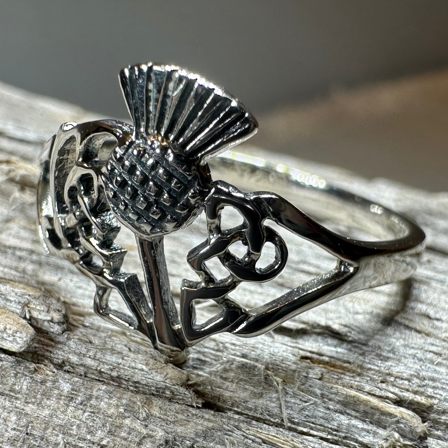 Akira Scottish Thistle Ring in Sterling Silver — view 7
