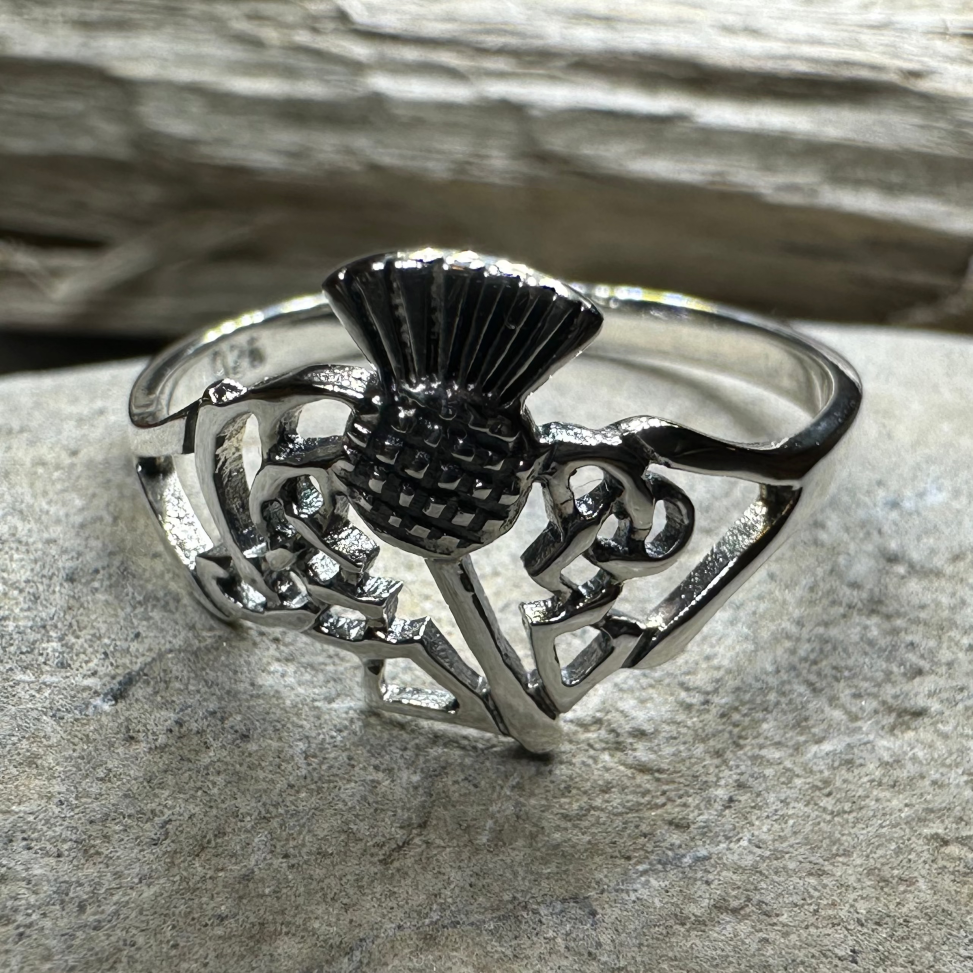 Akira Scottish Thistle Ring in Sterling Silver — view 6