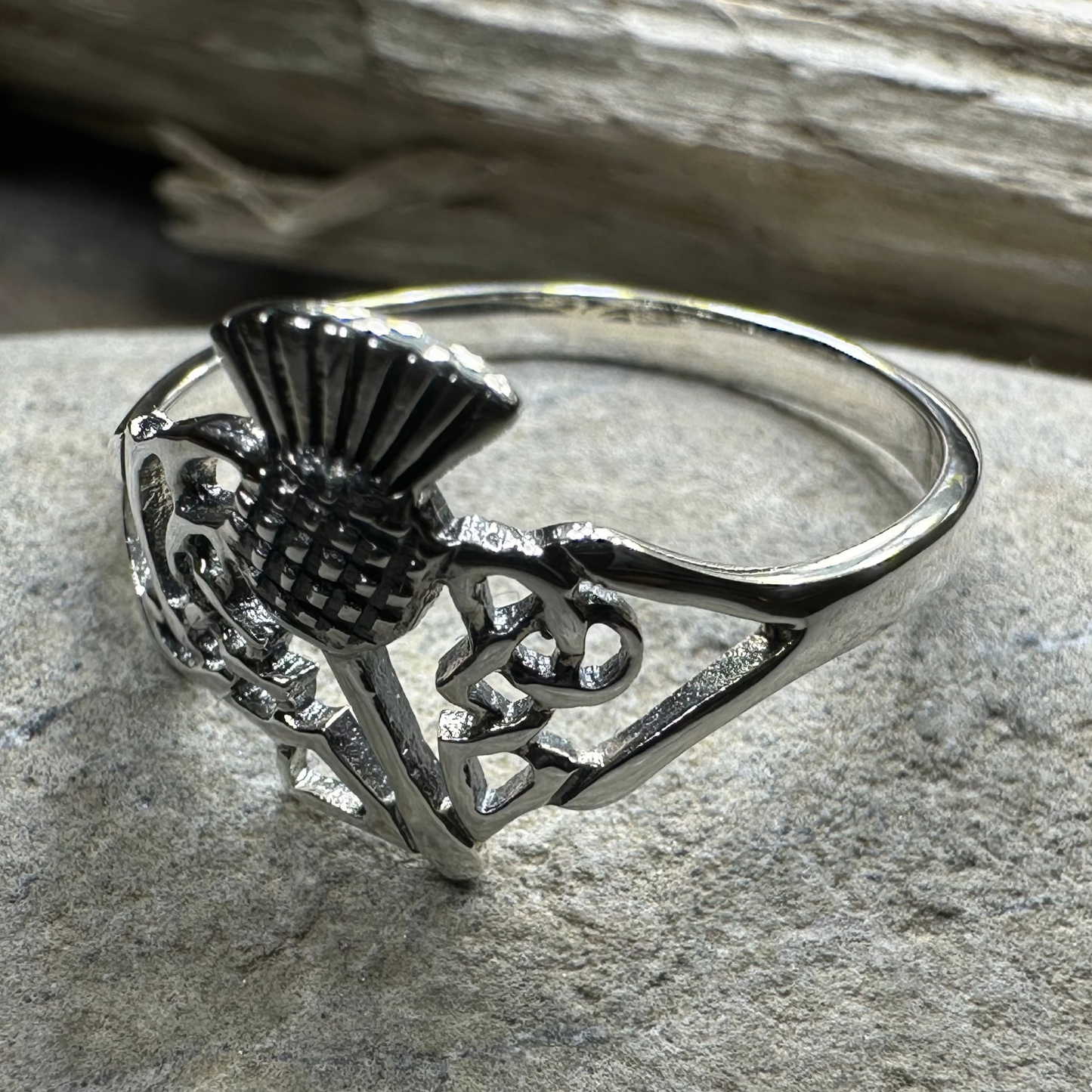 Akira Scottish Thistle Ring in Sterling Silver — view 2