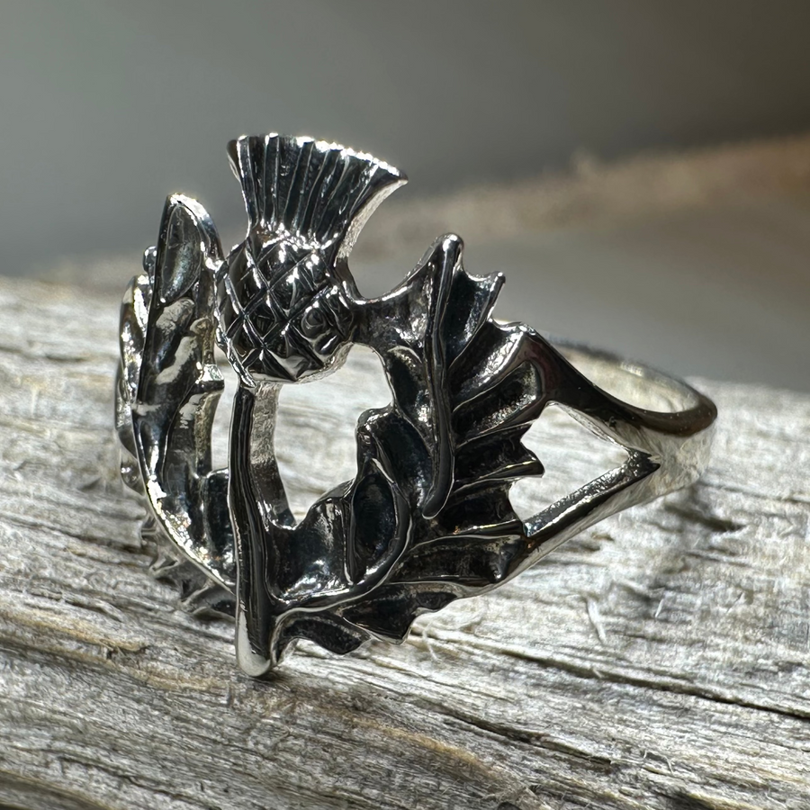 Finovan Scottish Thistle Ring in Sterling Silver