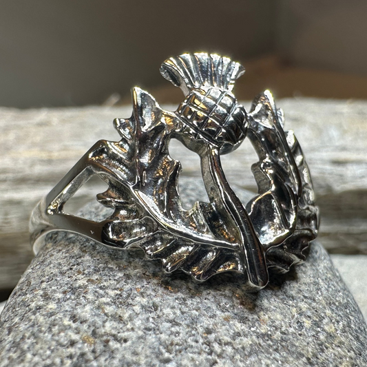 Finovan Scottish Thistle Ring in Sterling Silver