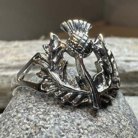 Load image into Gallery viewer, Finovan Scottish Thistle Ring in Sterling Silver
