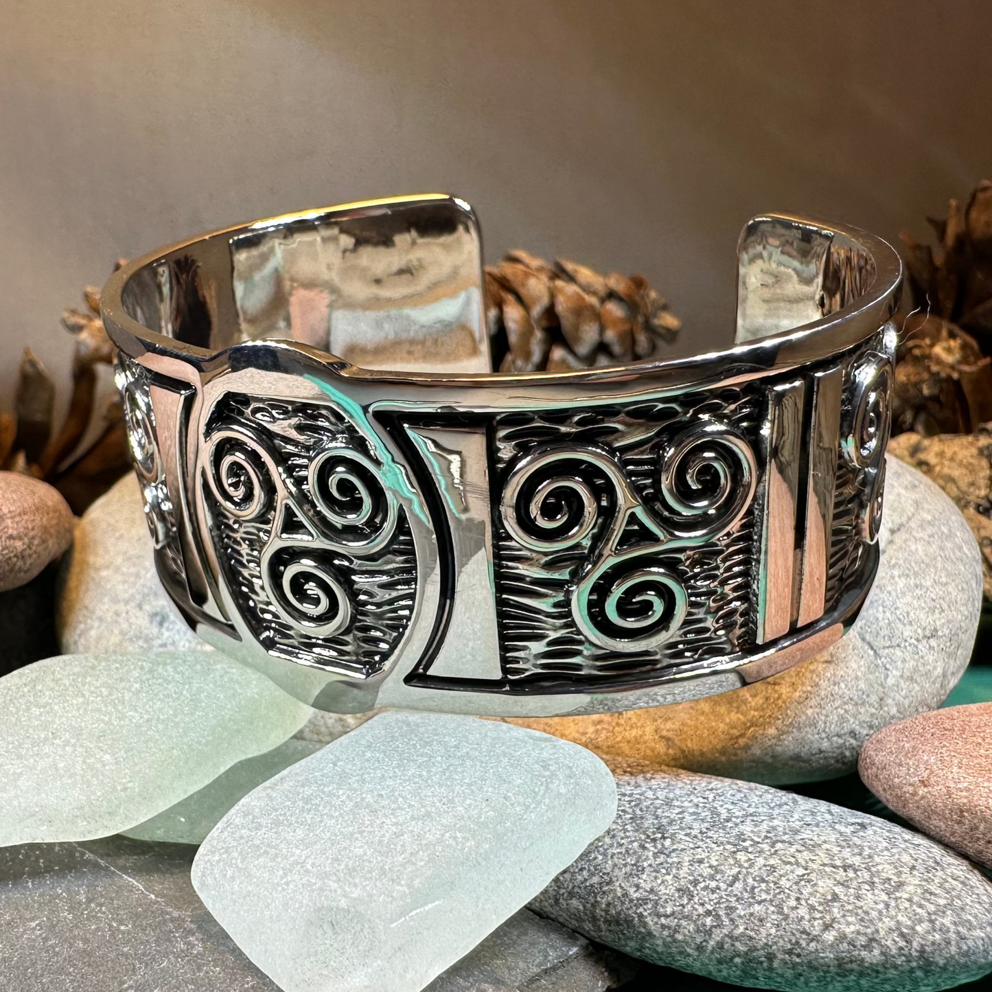 Celtic Triskelion Spiral Cuff Bracelet — view 5