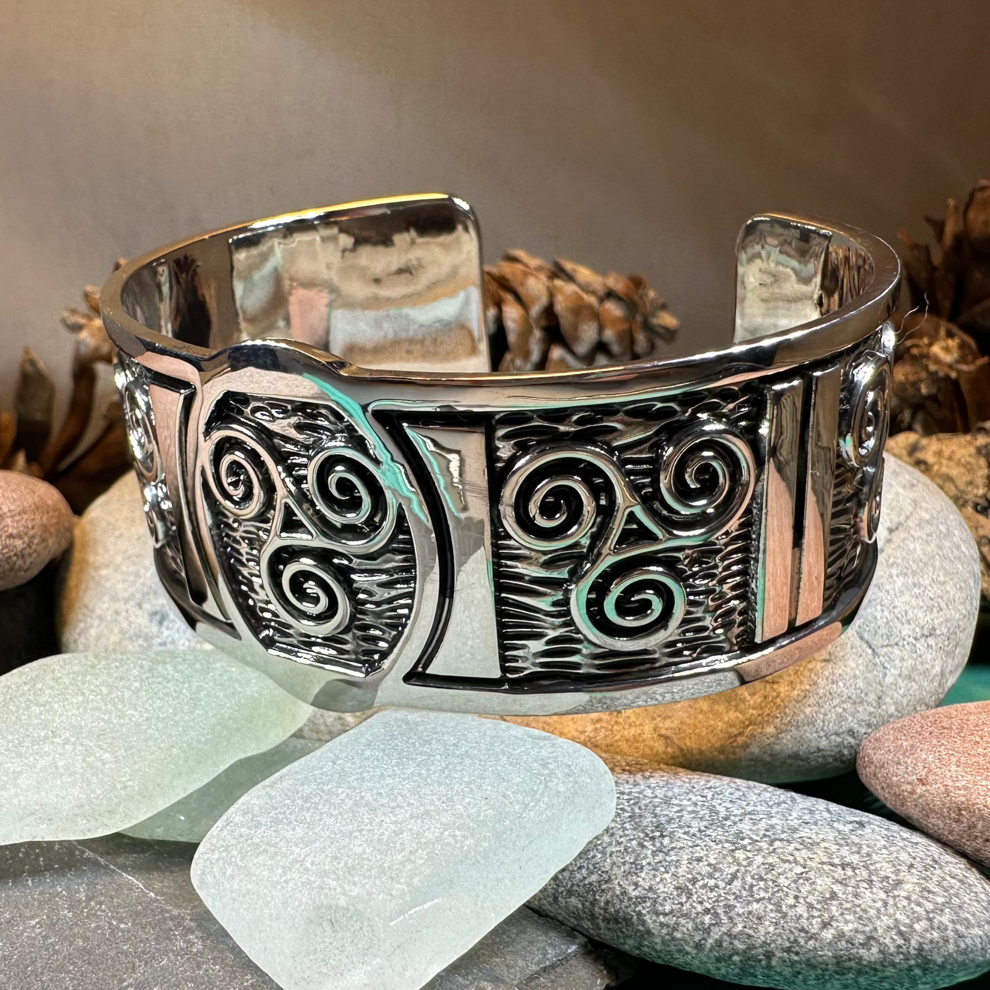 Celtic Triskelion Spiral Cuff Bracelet — view 5
