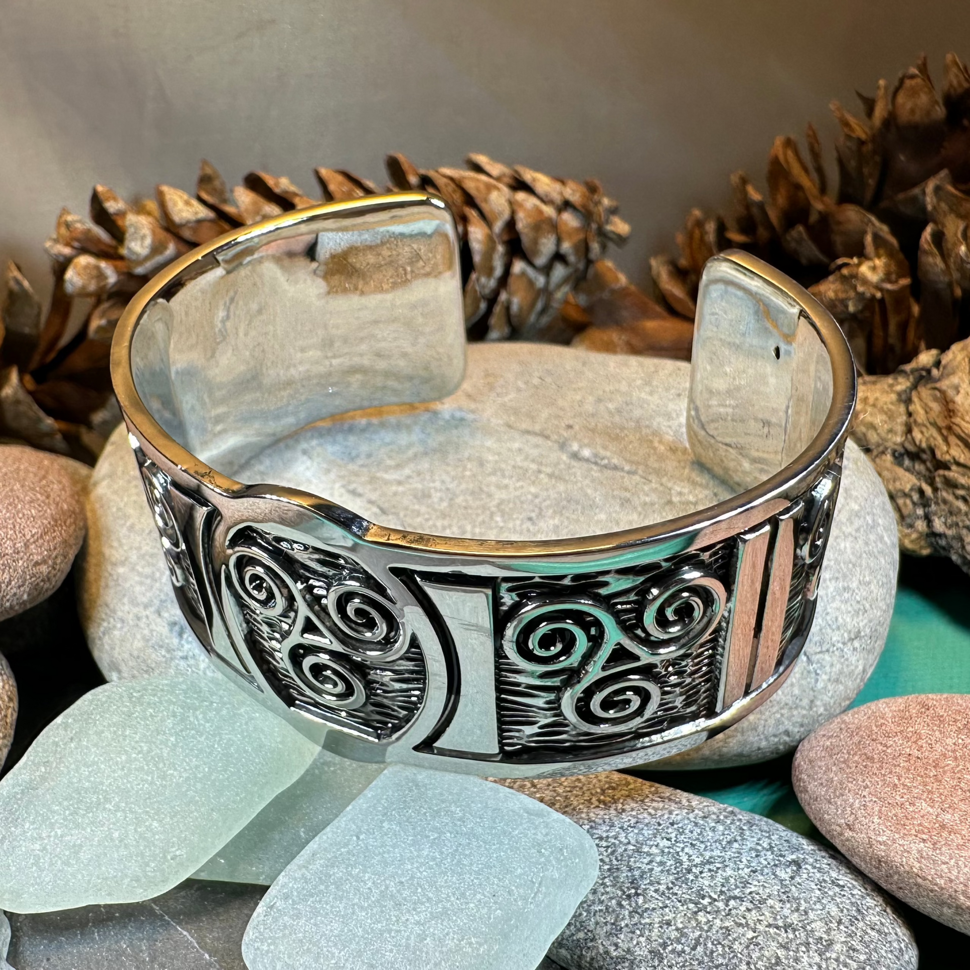 Celtic Triskelion Spiral Cuff Bracelet — view 4