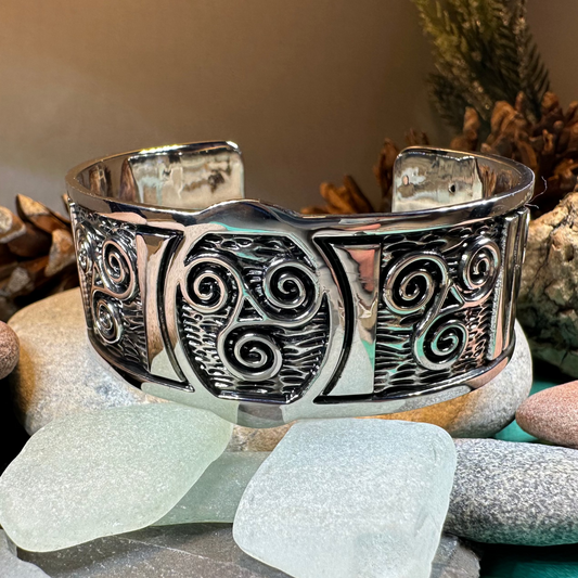 Celtic Triskelion Spiral Cuff Bracelet