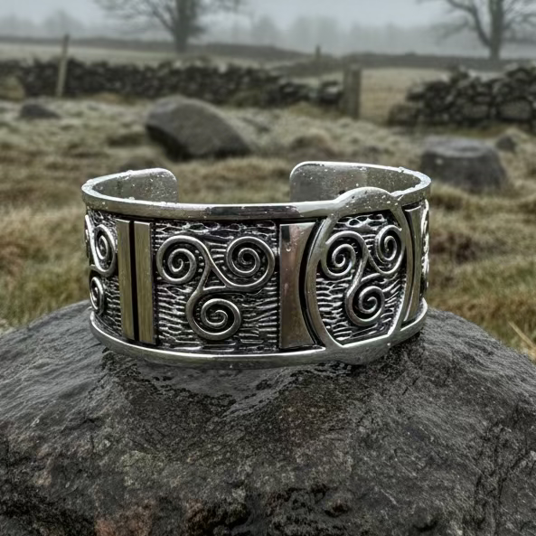 Celtic Triskelion Spiral Cuff Bracelet
