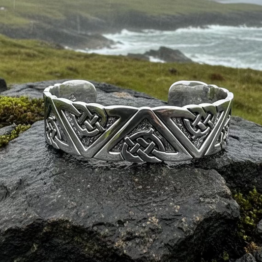 Destiny Celtic Knot Cuff Bracelet in Pewter