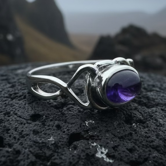 Felicia Celtic Knot Amethyst Ring in Sterling Silver