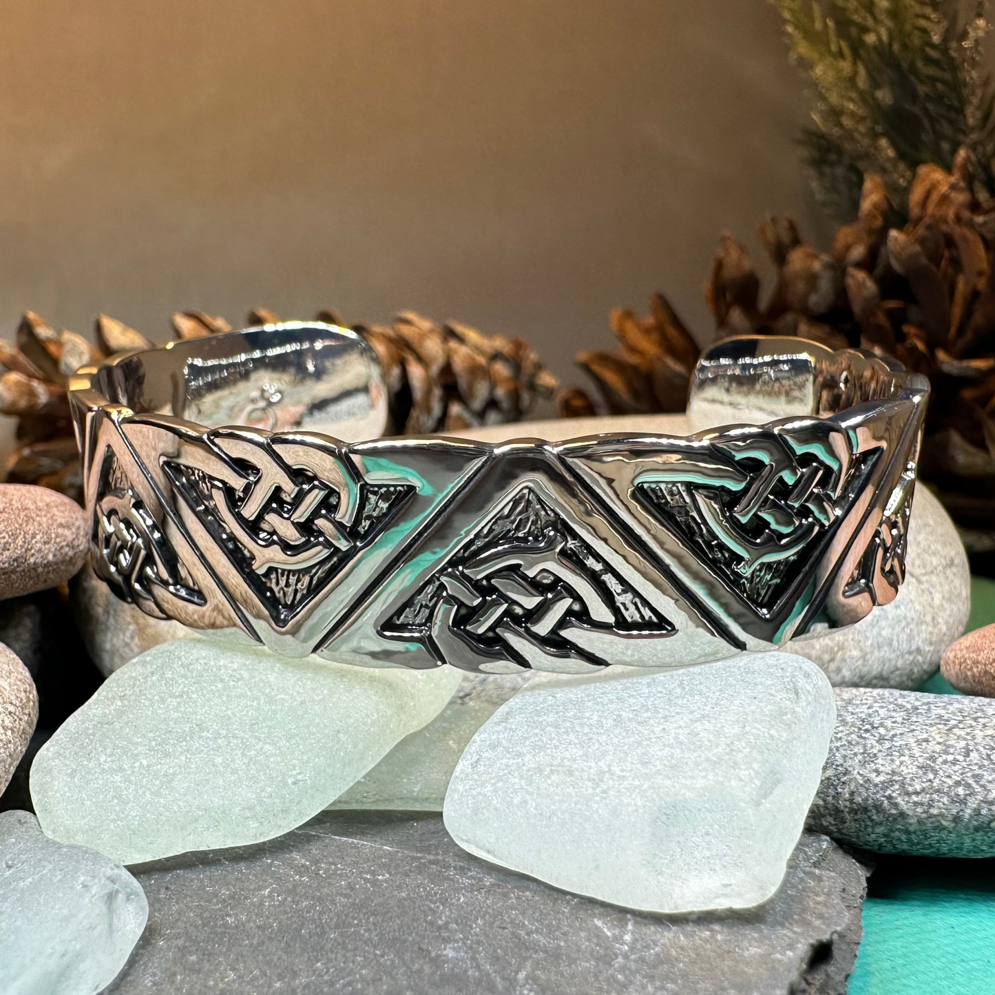 Destiny Celtic Knot Cuff Bracelet in Pewter