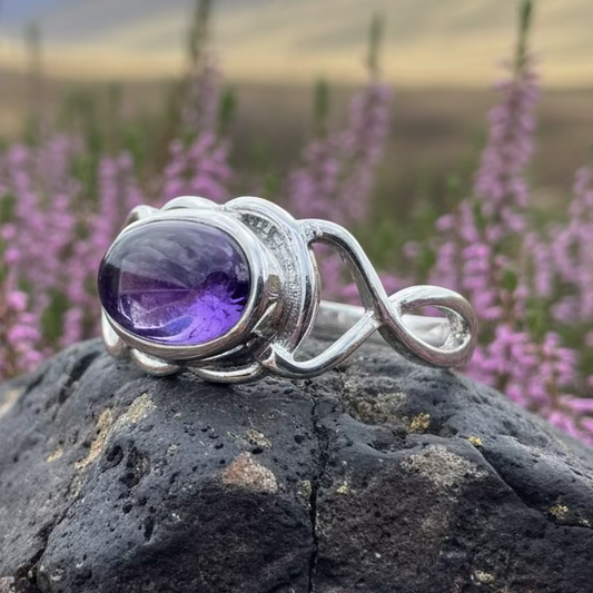 Felicia Celtic Knot Amethyst Ring in Sterling Silver