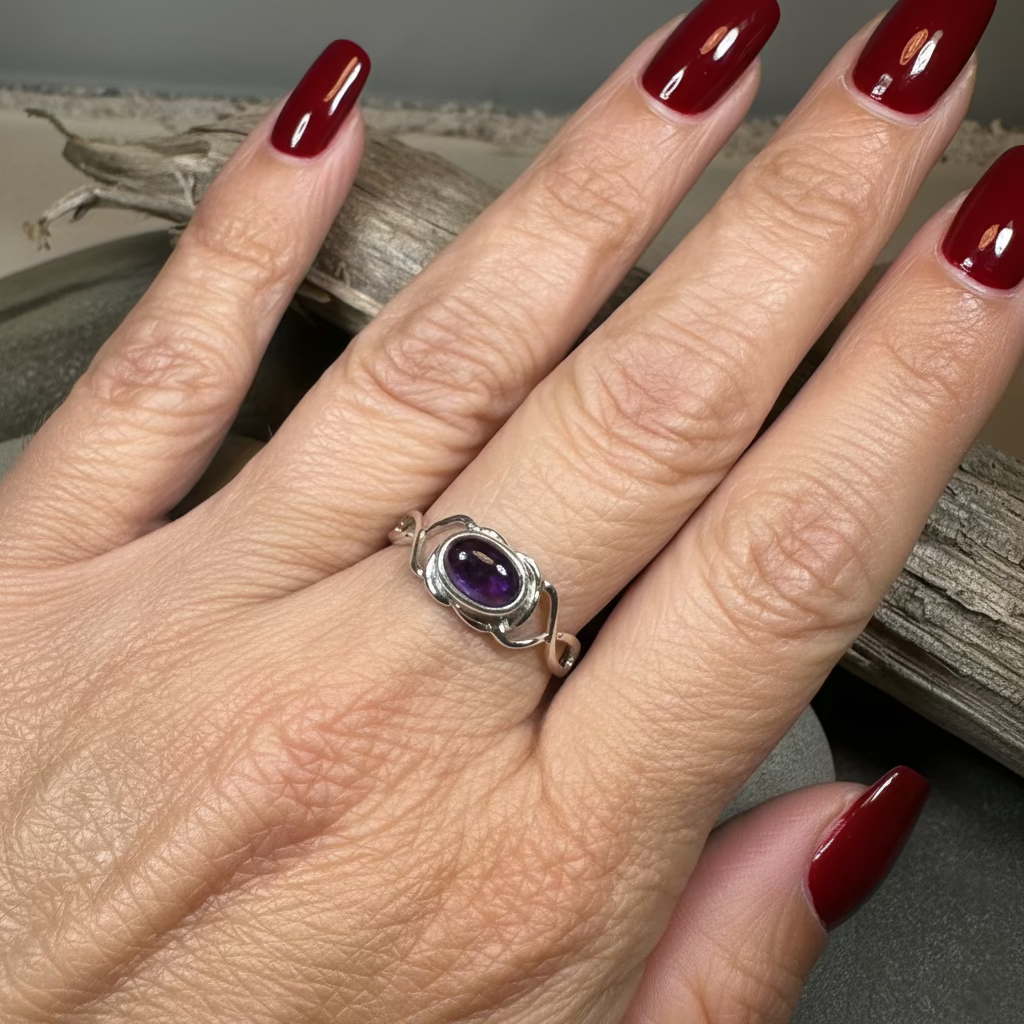 Felicia Celtic Knot Amethyst Ring in Sterling Silver