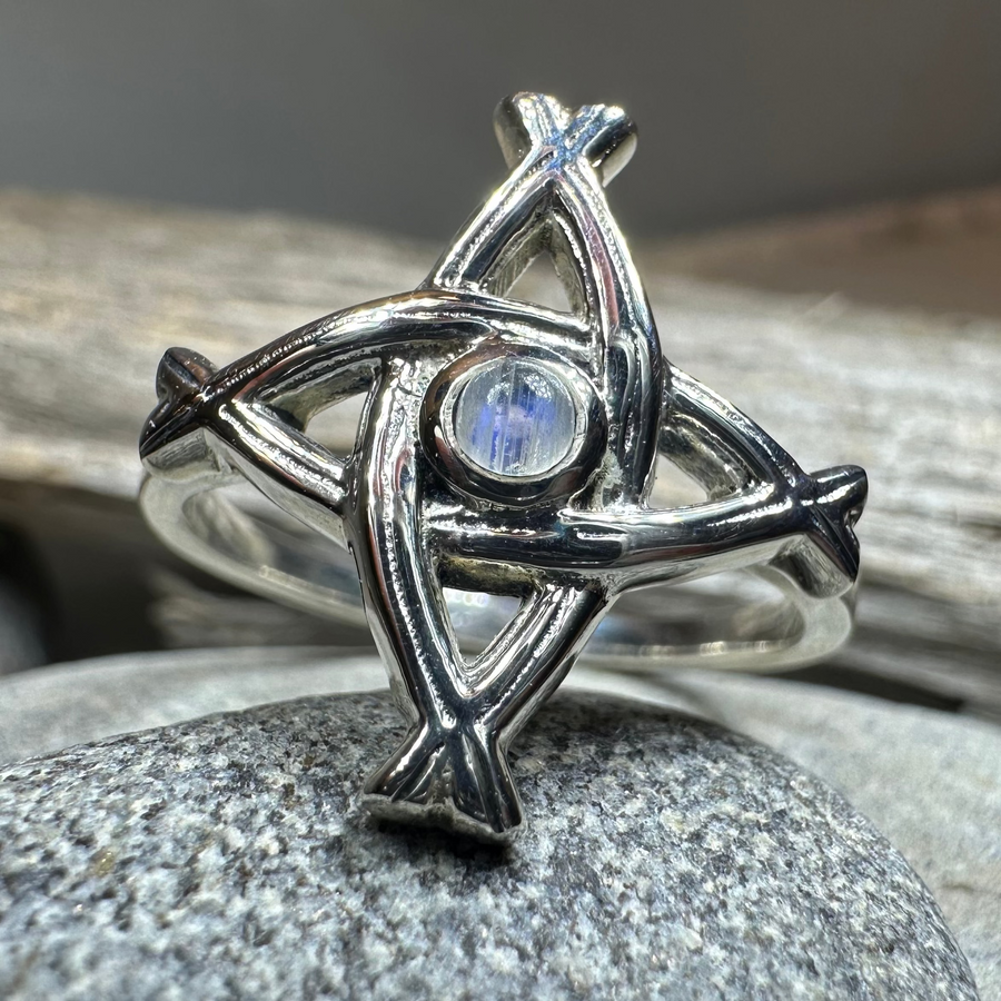 Moonstone Saint Brigid's Cross of Ireland Ring