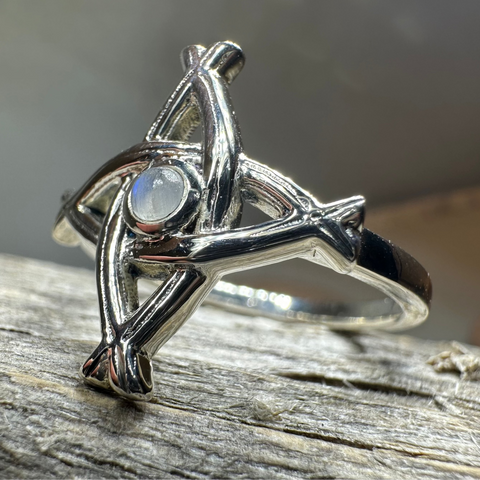 Load image into Gallery viewer, Moonstone Saint Brigid's Cross of Ireland Ring
