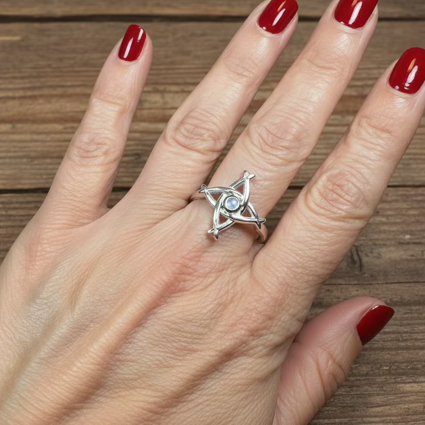 Moonstone Saint Brigid's Cross of Ireland Ring — view 2