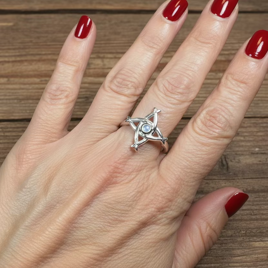 Moonstone Saint Brigid's Cross of Ireland Ring