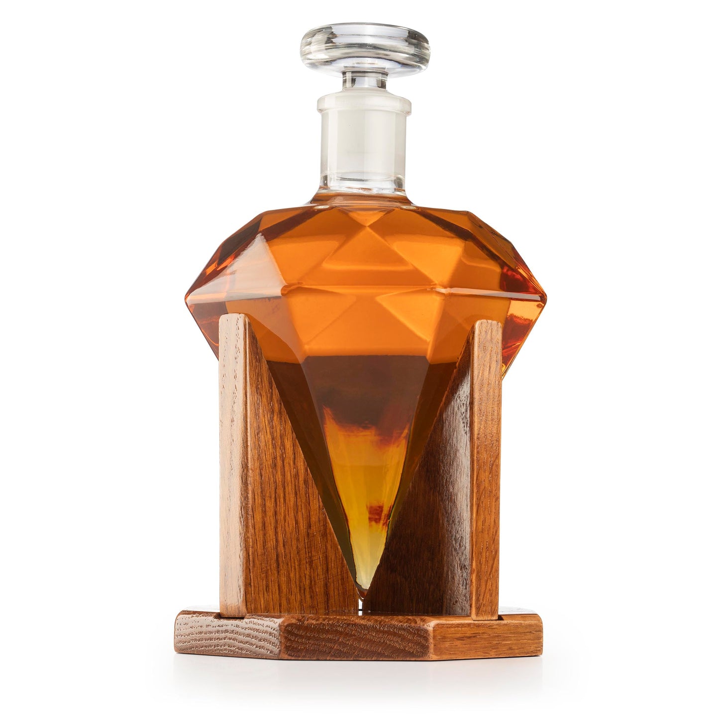 Diamond Decanter Premium Barware Gift with Mahogany Base