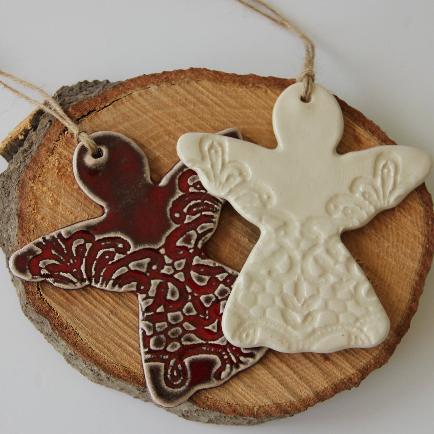 Handmade Pottery Angel Ornament - Made in the U.S.A.